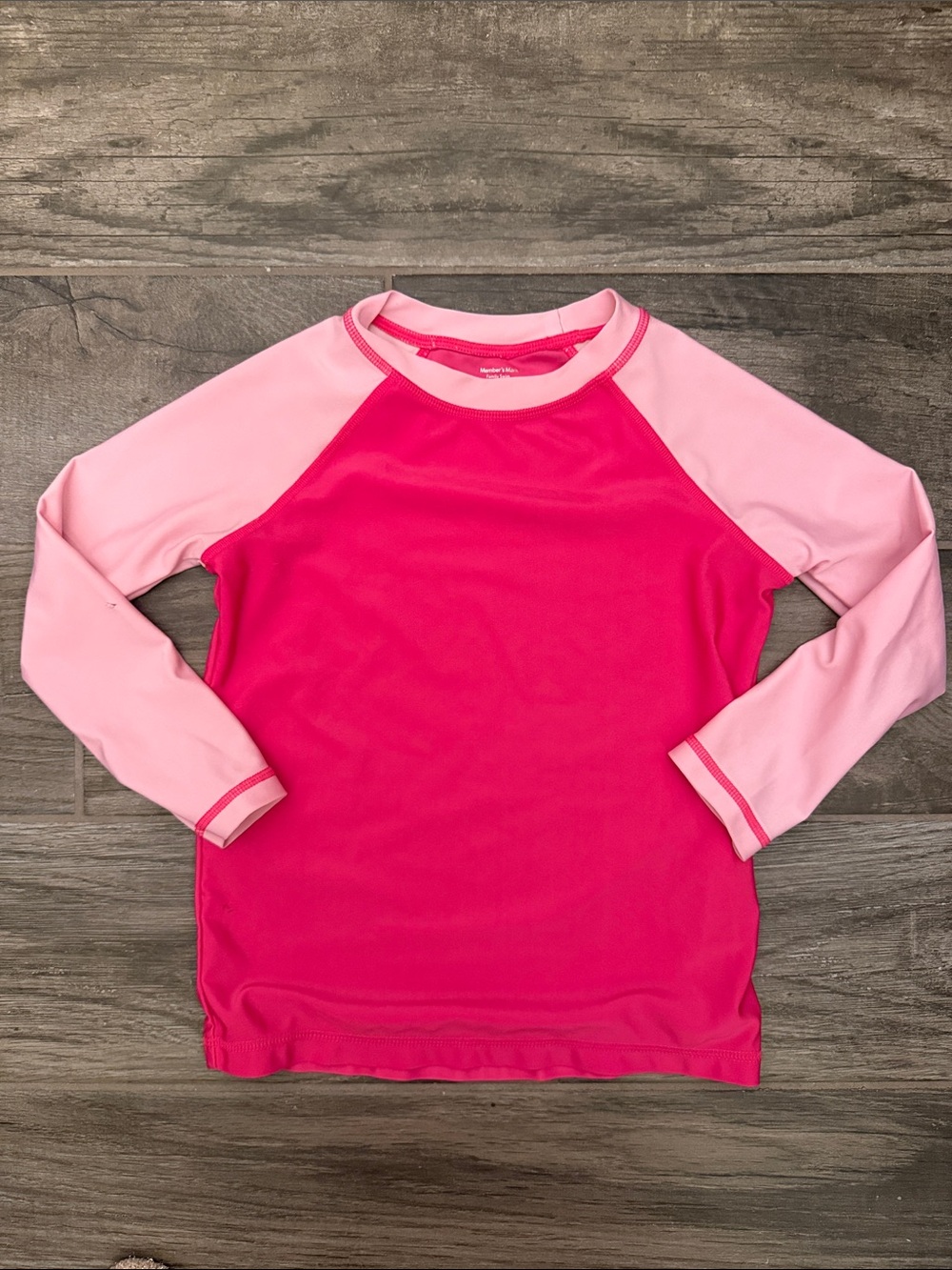 Girls' Two-Tone Pink Long Sleeve Rashguard Swim Top